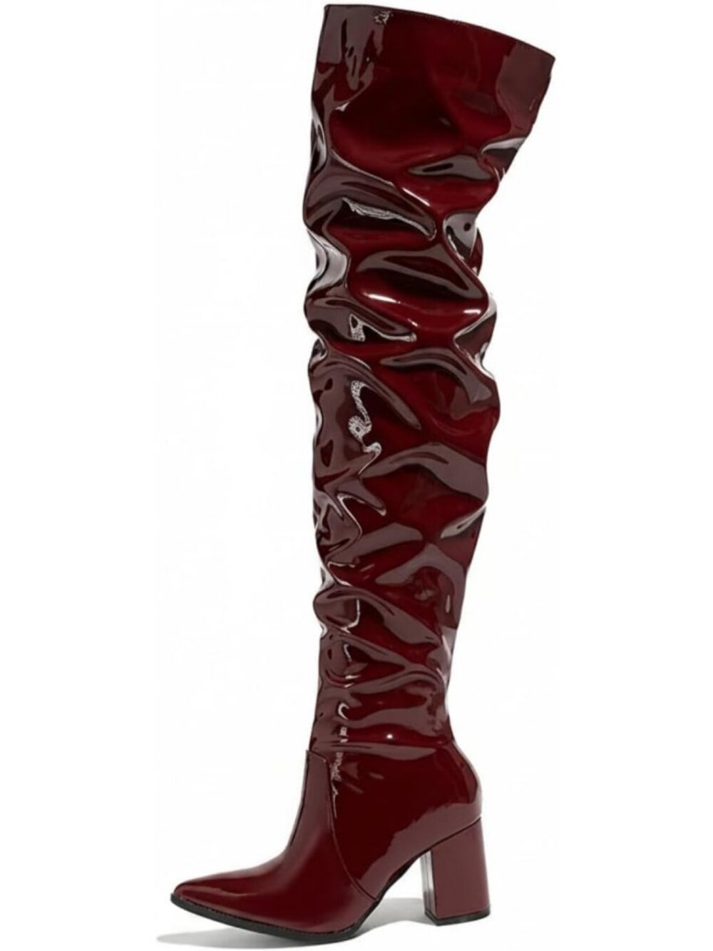 Stylish Women's Knee High Boots with Chunky Heel, Pointed Toe & Side Zipper